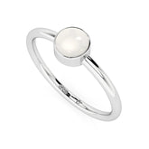 freshwater cultured pearl round cab stackable bezel-set ring